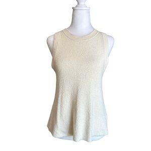 Moth by Anthropologie Cream Button Up Back Knit Sleeveless Top Size XS